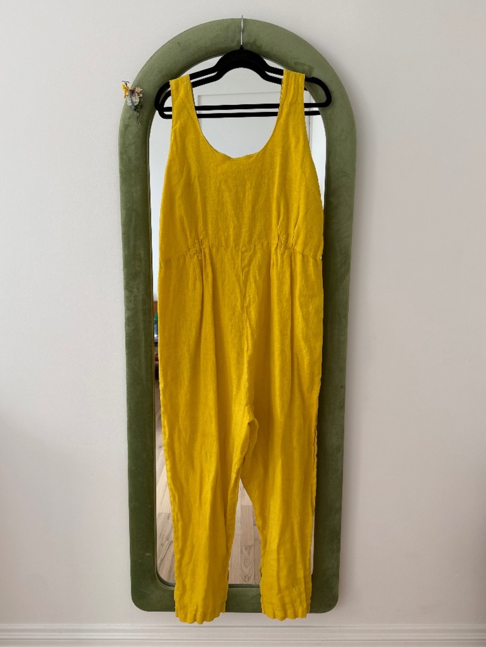 Black Crane Yellow Linen Overalls / Jumpsuit